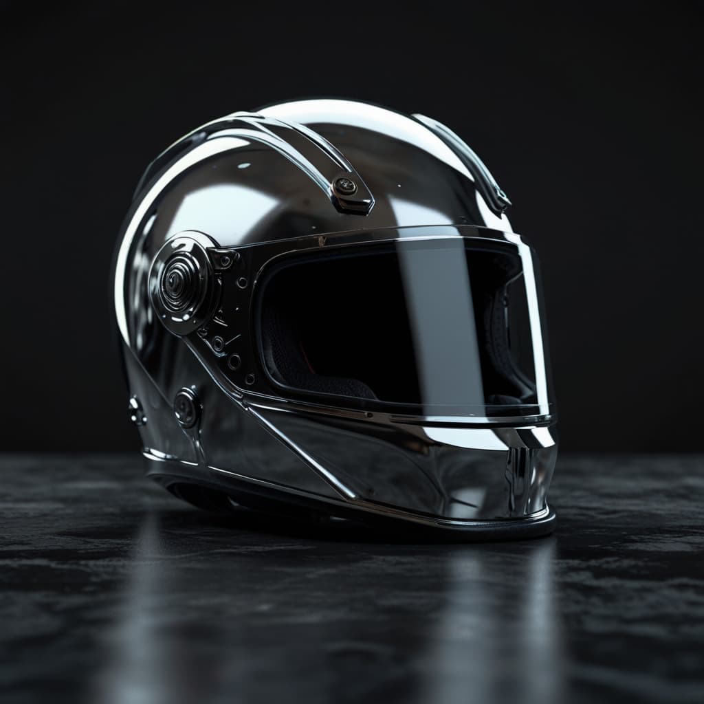 Chrome Helmet Bust