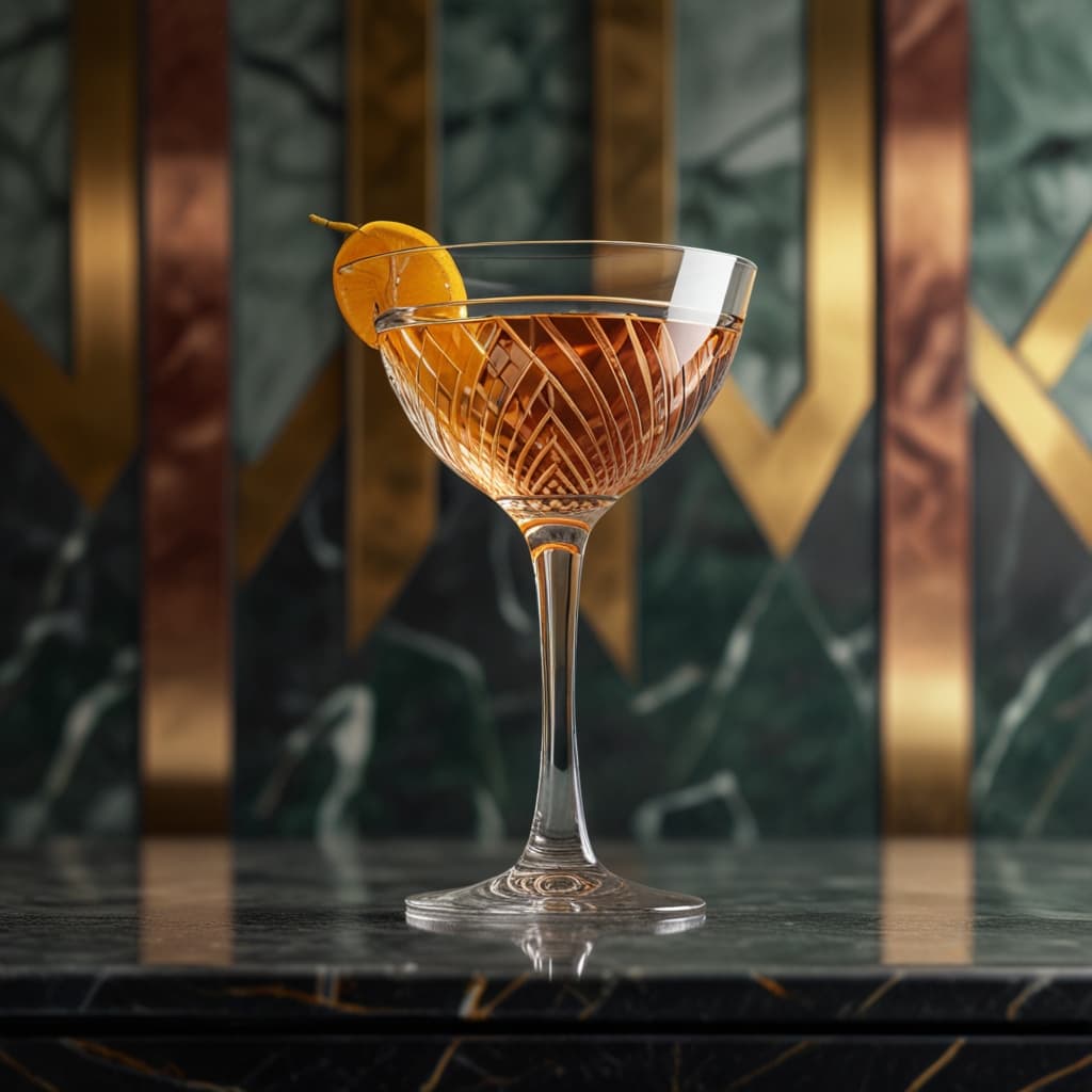 Deco Etched Cocktail Glass