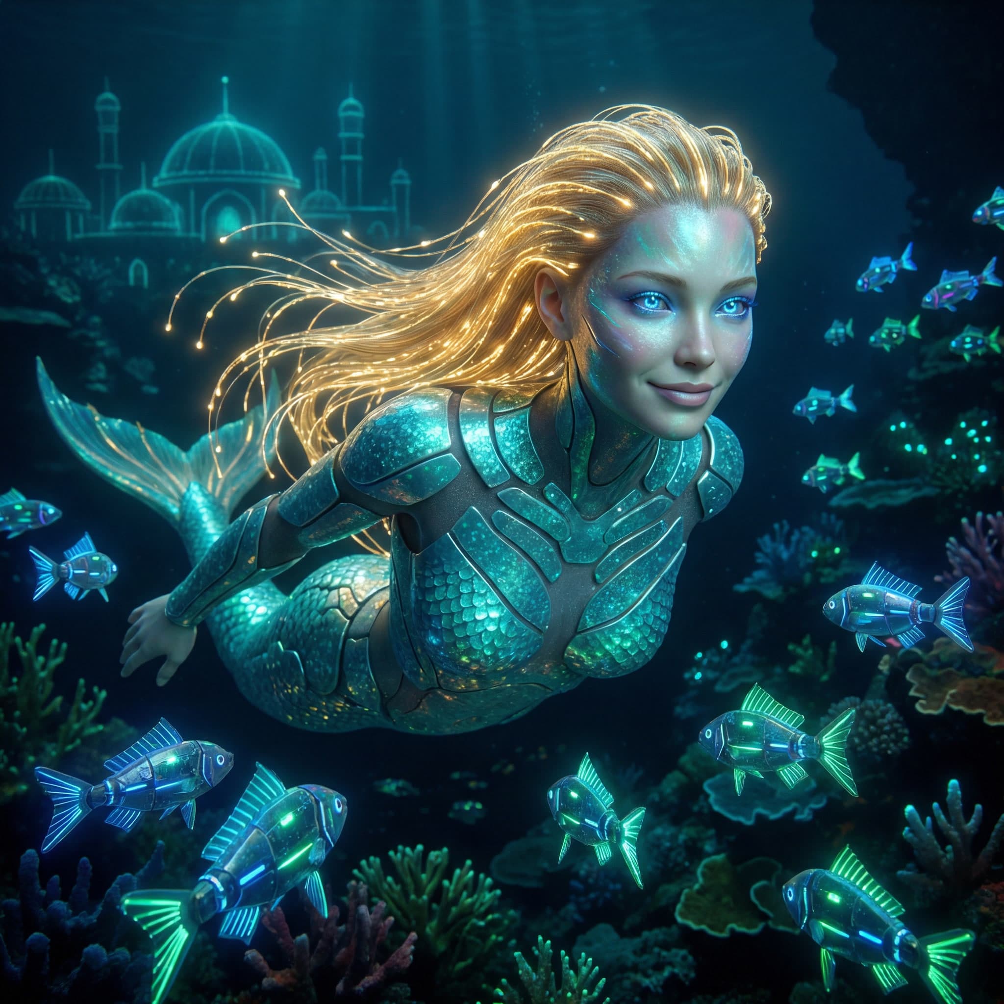 AI Mermaid in Ocean
