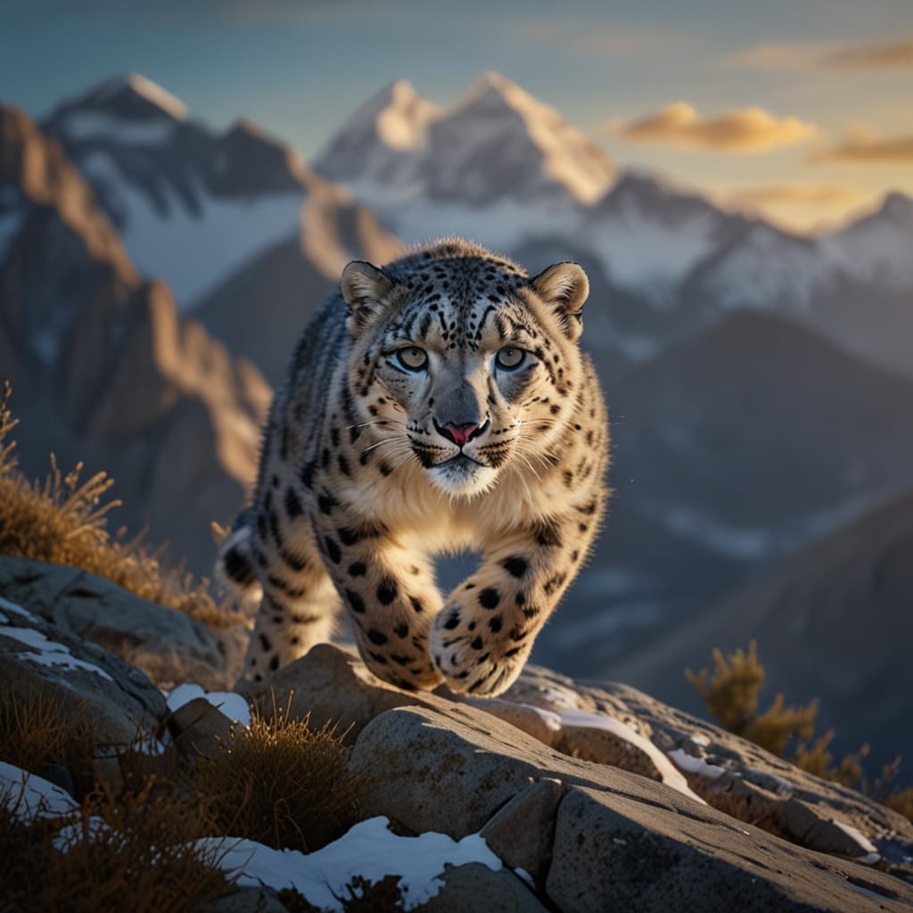 Snow Leopard Leap