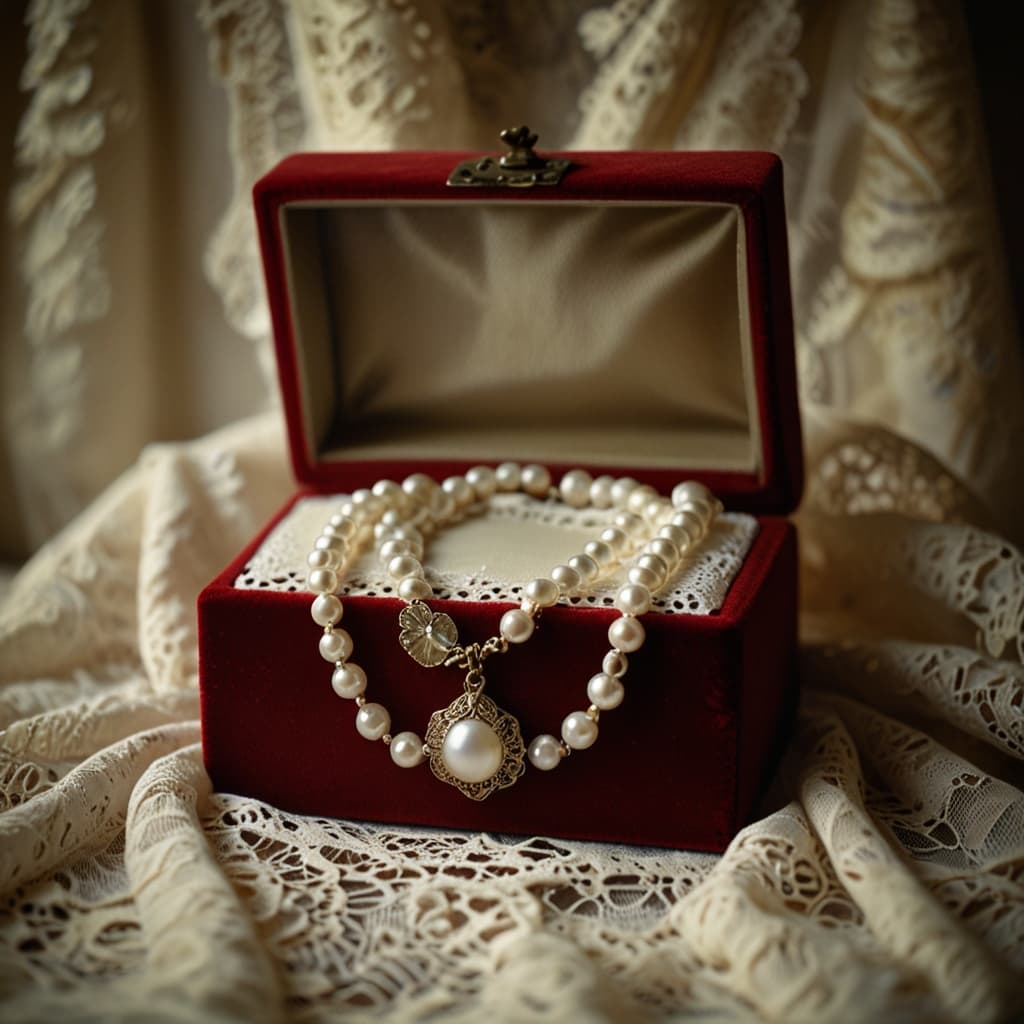 Pearl Necklace Velvet Box