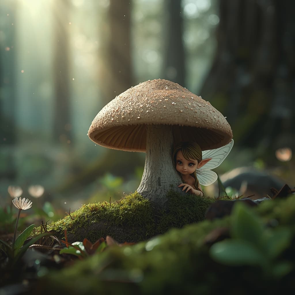 Fairy Behind the Mushroom