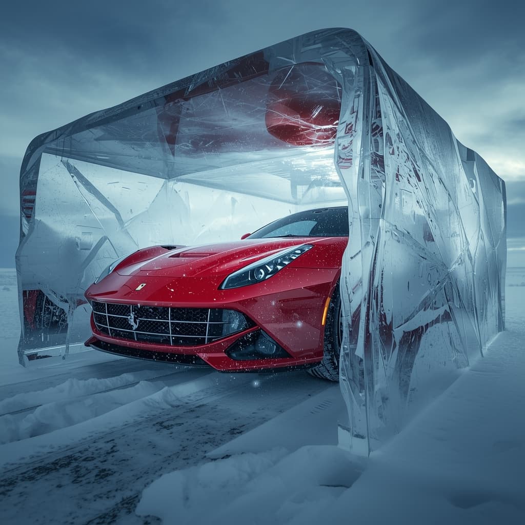 Ferrari Trapped in Ice