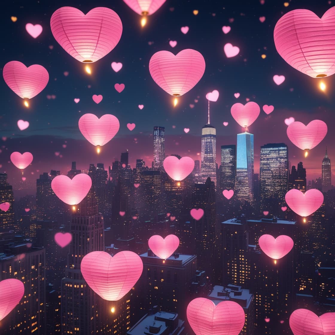 Heart Lanterns Over NYC