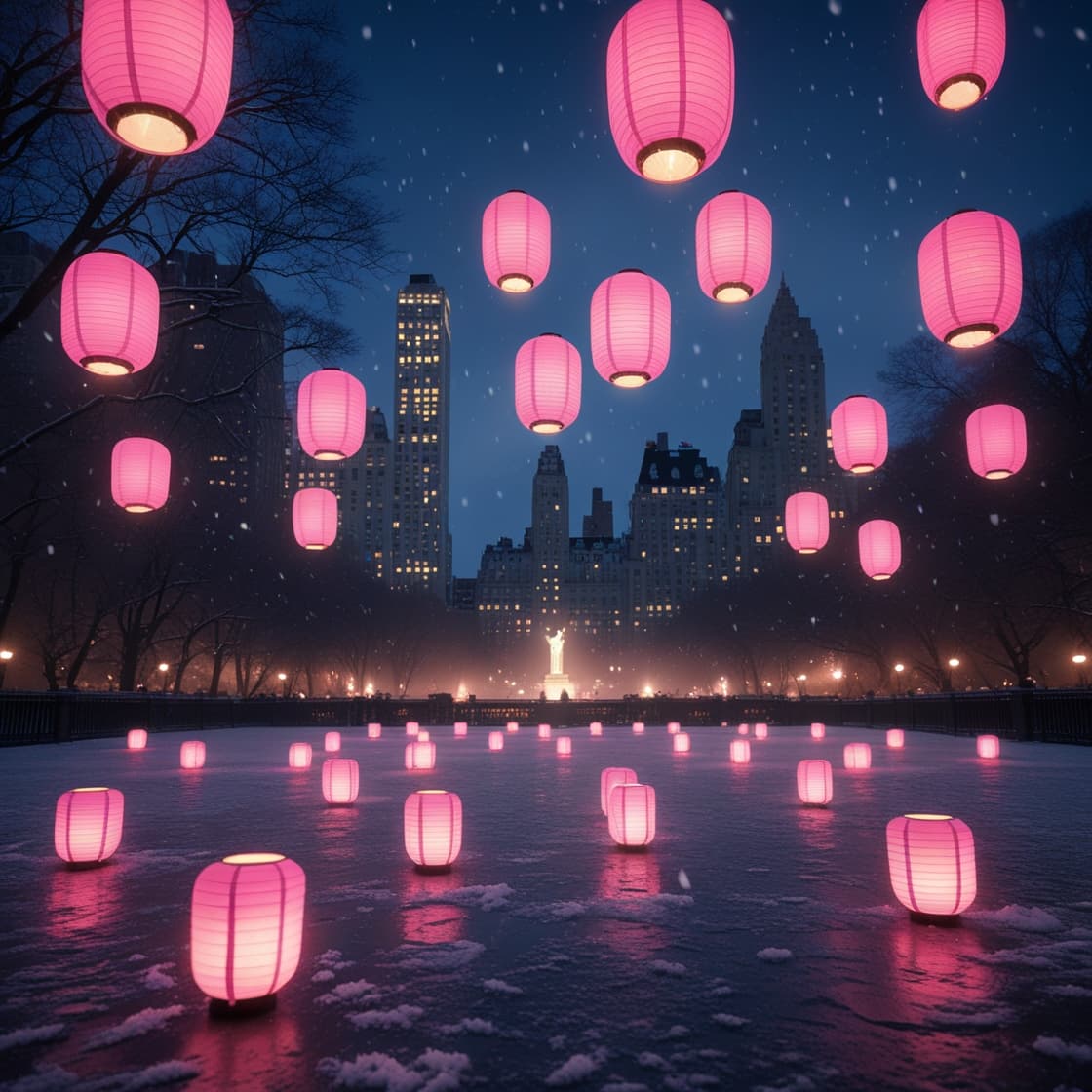 Snowy Park Lanterns